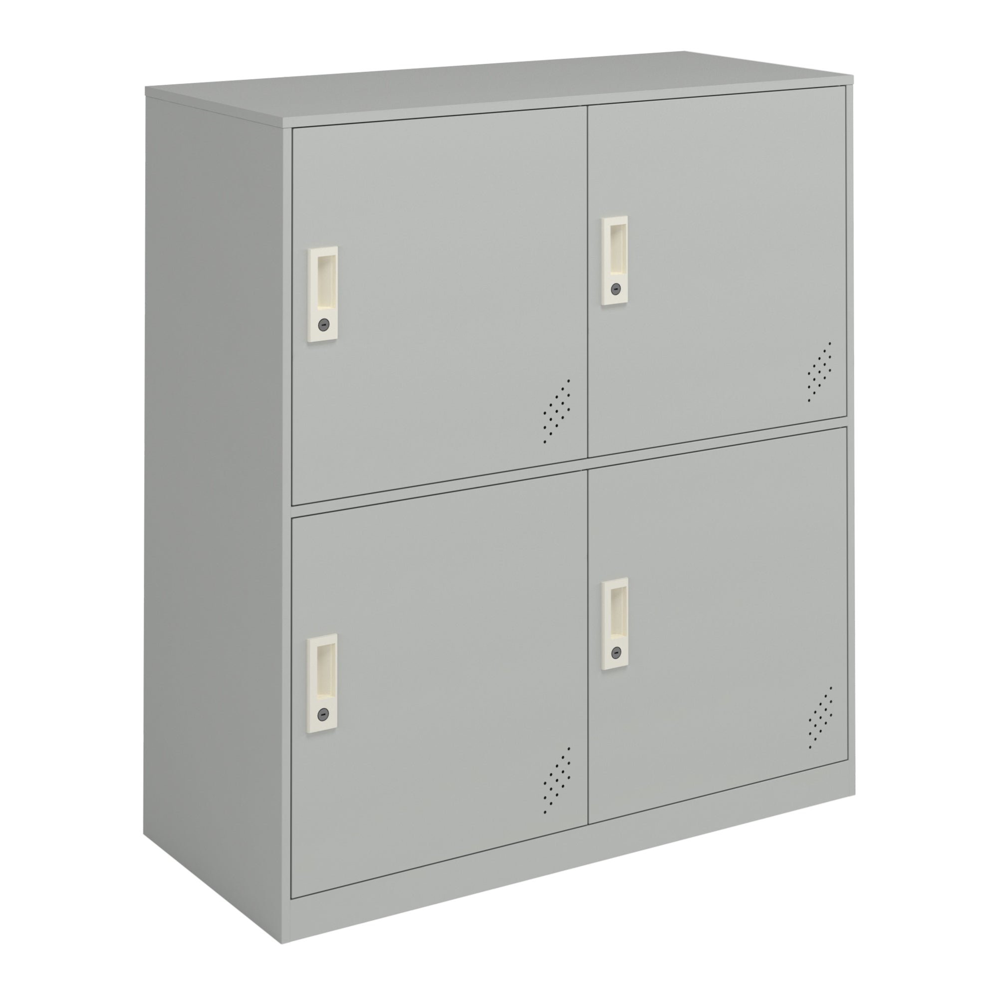 Armadio Casellario Rautavaara in Acciaio 4 Ante con Serratura 100 x 90 x 40 cm Grigio Pallido [en.casa]