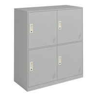 Armadio Casellario Rautavaara in Acciaio 4 Ante con Serratura 100 x 90 x 40 cm Grigio Pallido [en.casa]