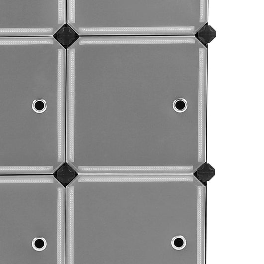 Mobiletto portaoggetti in plastica a 9 scomparti con anta fai da te stabile facile da montare nero 12_0005701