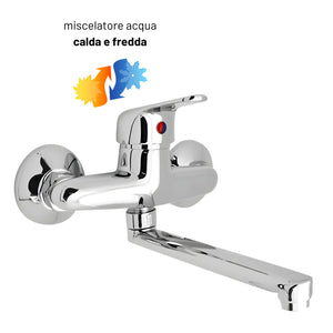 Miscelatore rubinetto a muro per lavello cucina erogazione orientabile *** confezione 1
