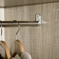 Armadio 2 Ante in Legno con 4 Vani, 2 Cassetti e Appendiabiti, Color Legno e Bianco, 90x50x190cm