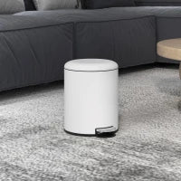 Bidone Immondizia a Pedale da 5L con Coperchio a Chiusura Morbida, in Metallo e PP, 26.5x21x28 cm, Crema