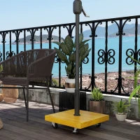 Base per Ombrellone da 25kg in Metallo e Cemento con Ruote ed Effetto Legno, 45x45x36.5cm, Giallo
