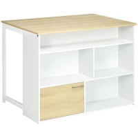 Tavolo da Bar Moderno in MDF per 2 Persone con 4 Ripiani Aperti e Armadietto, 116x79.5x91 cm