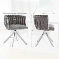 Set da 2 Sedie Girevoli a 180° con Supporto Lombare Ergonomico e Rivestimento Effetto Velluto, 56x50x70 cm, Grigio
