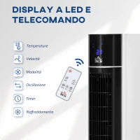 Ventilatore Raffrescatore Evaporativo 3 Modalità e 3 Velocità, Timer, Oscillazione e Telecomando, Bianco