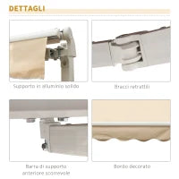 Tenda da Sole Avvolgibile a Caduta con Manovella, in Alluminio e Poliestere, 3x2.5m, Beige