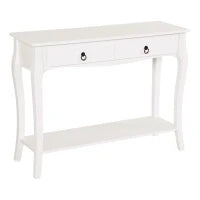 Mobiletto Tavolo Consolle da Ingresso Moderno con 2 Cassetti Casa Legno 100 × 33 × 75cm Bianco