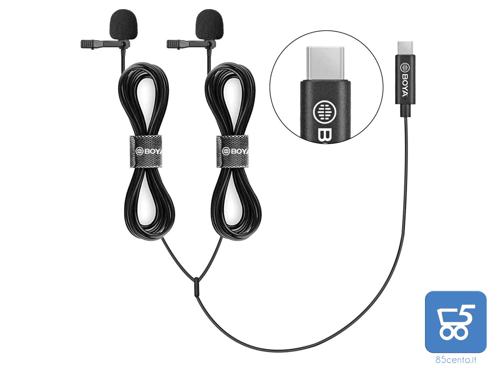 Microfoni Lavalier BOYA BY-M3D Digitali a Doppia Testa USB tipo C compatibili con iPad Pro, Mac PC