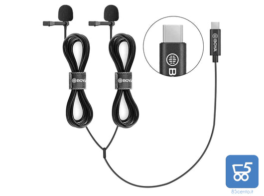 Microfoni Lavalier BOYA BY-M3D Digitali a Doppia Testa USB tipo C compatibili con iPad Pro, Mac PC