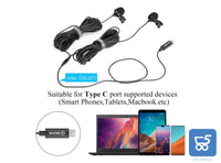 Microfoni Lavalier BOYA BY-M3D Digitali a Doppia Testa USB tipo C compatibili con iPad Pro, Mac PC