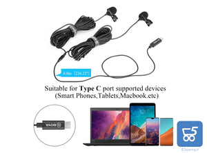 Microfoni Lavalier BOYA BY-M3D Digitali a Doppia Testa USB tipo C compatibili con iPad Pro, Mac PC