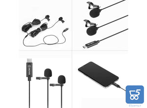 Microfoni Lavalier BOYA BY-M3D Digitali a Doppia Testa USB tipo C compatibili con iPad Pro, Mac PC