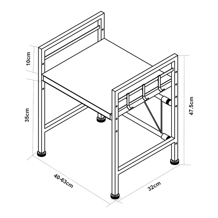 Scaffale per Microonde Sorsele Alto 48 cm Regolabile in Larghezza 40-63 cm Metallo Nero [en.casa]