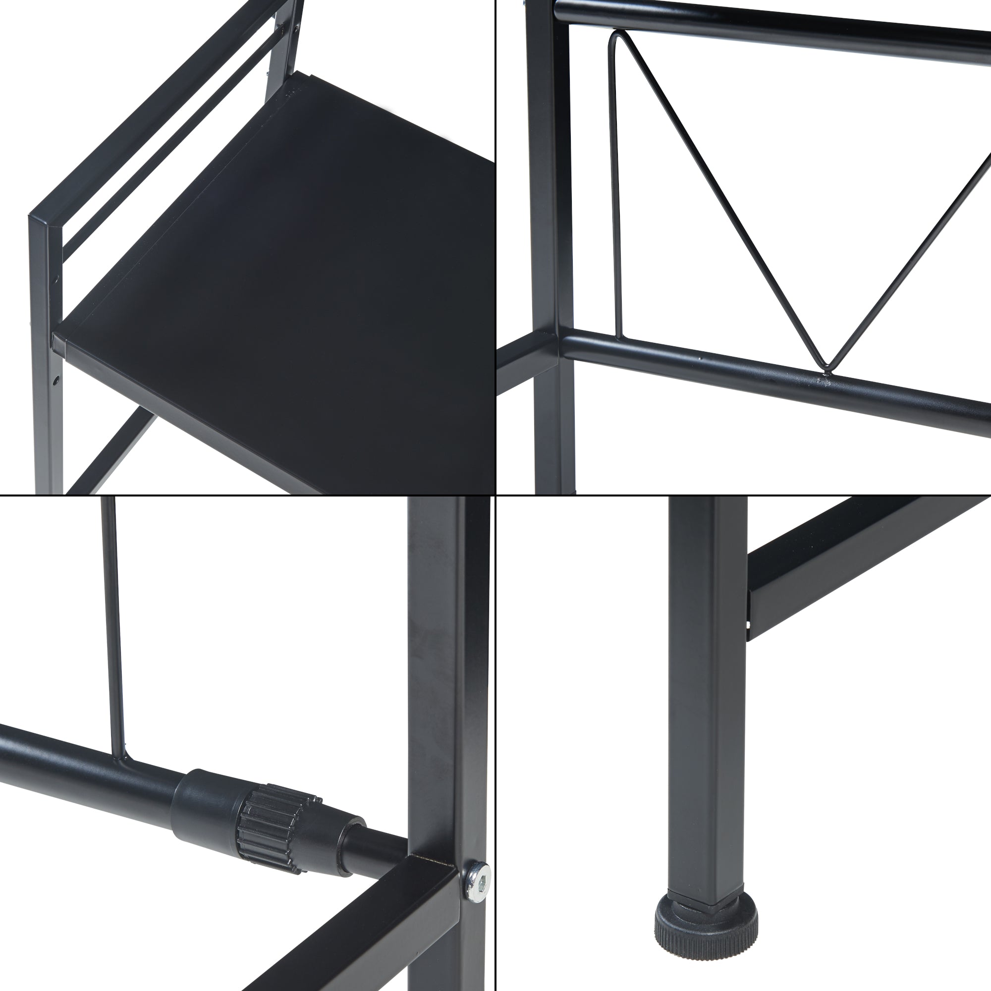 Scaffale per Microonde Sorsele Alto 48 cm Regolabile in Larghezza 40-63 cm Metallo Nero [en.casa]