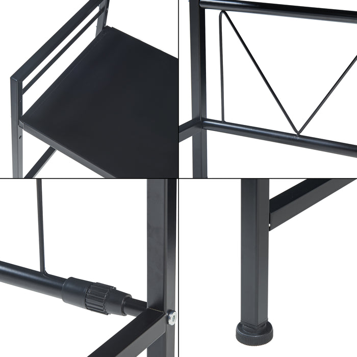 Scaffale per Microonde Sorsele Alto 48 cm Regolabile in Larghezza 40-63 cm Metallo Nero [en.casa]