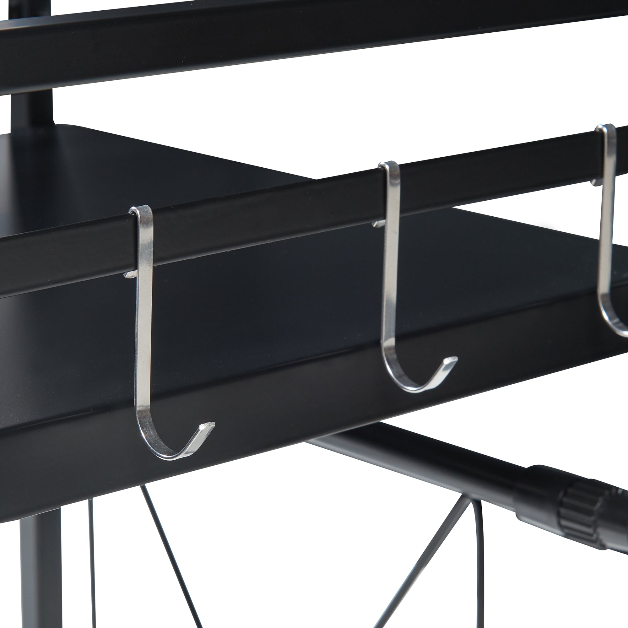 Scaffale per Microonde Sorsele Alto 48 cm Regolabile in Larghezza 40-63 cm Metallo Nero [en.casa]