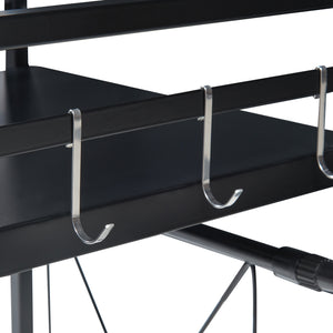 Scaffale per Microonde Sorsele Alto 48 cm Regolabile in Larghezza 40-63 cm Metallo Nero [en.casa]