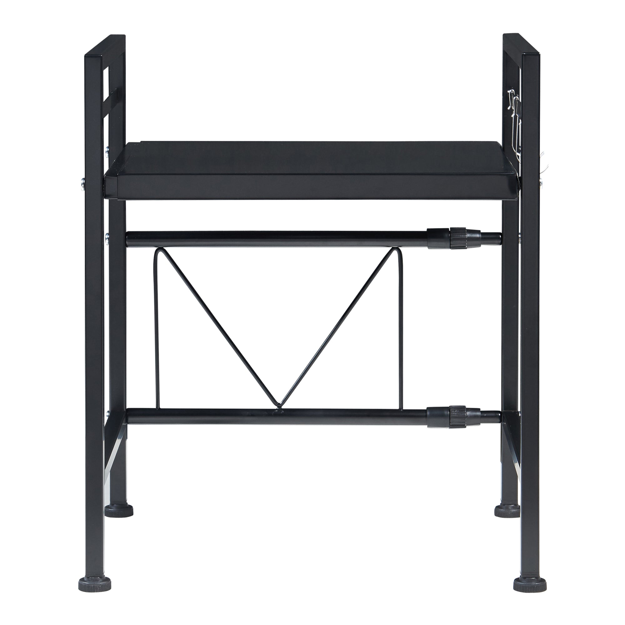 Scaffale per Microonde Sorsele Alto 48 cm Regolabile in Larghezza 40-63 cm Metallo Nero [en.casa]