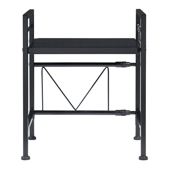 Scaffale per Microonde Sorsele Alto 48 cm Regolabile in Larghezza 40-63 cm Metallo Nero [en.casa]