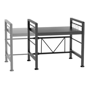 Scaffale per Microonde Sorsele Alto 48 cm Regolabile in Larghezza 40-63 cm Metallo Nero [en.casa]