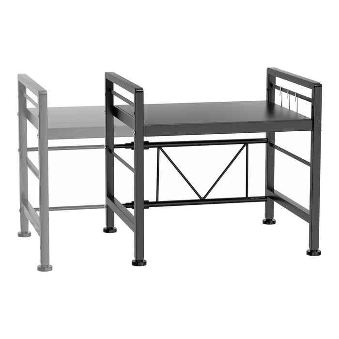 Scaffale per Microonde Sorsele Alto 48 cm Regolabile in Larghezza 40-63 cm Metallo Nero [en.casa]