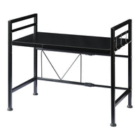 Scaffale per Microonde Sorsele Alto 48 cm Regolabile in Larghezza 40-63 cm Metallo Nero [en.casa]