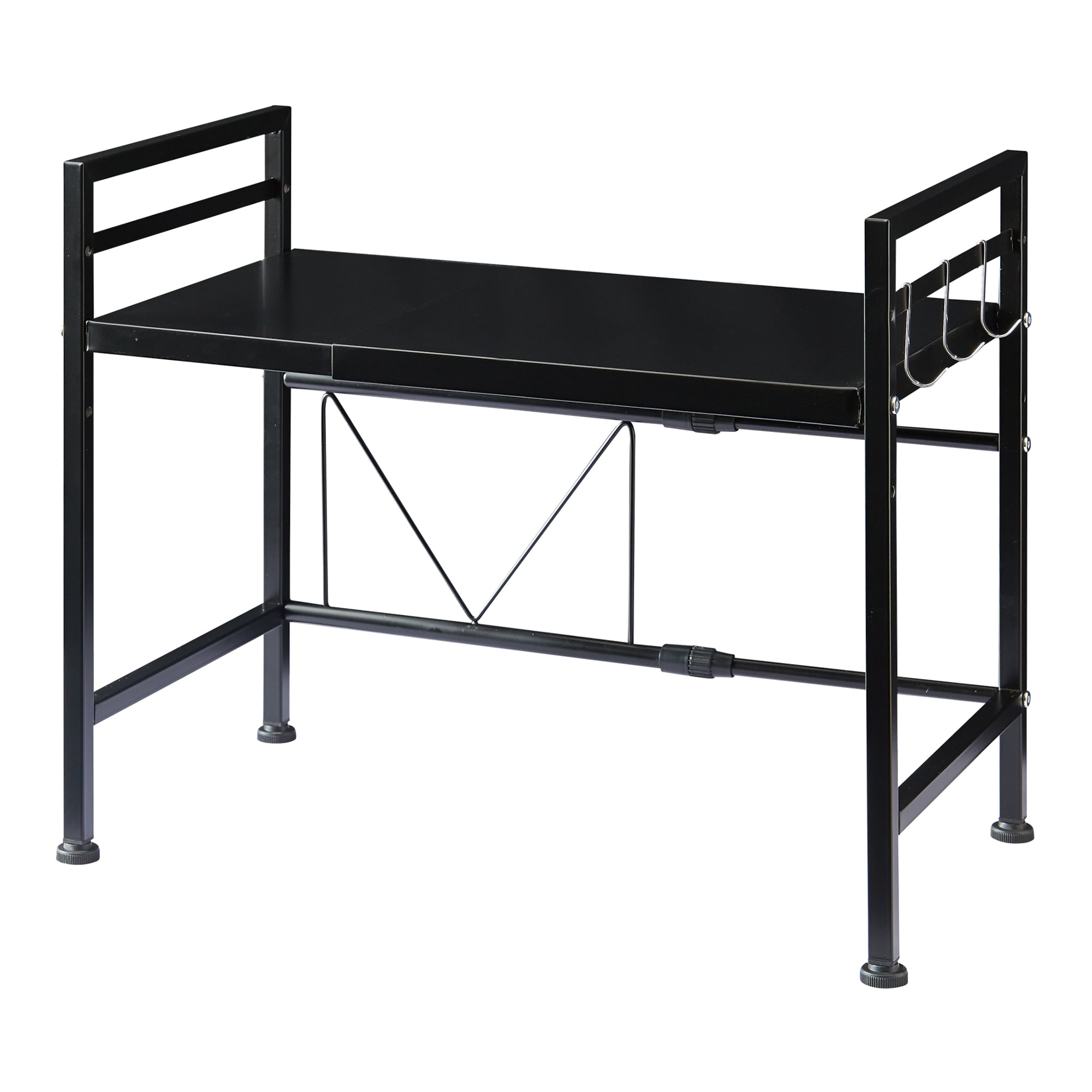 Scaffale per Microonde Sorsele Alto 48 cm Regolabile in Larghezza 40-63 cm Metallo Nero [en.casa]