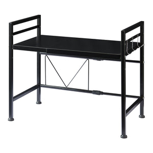 Scaffale per Microonde Sorsele Alto 48 cm Regolabile in Larghezza 40-63 cm Metallo Nero [en.casa]