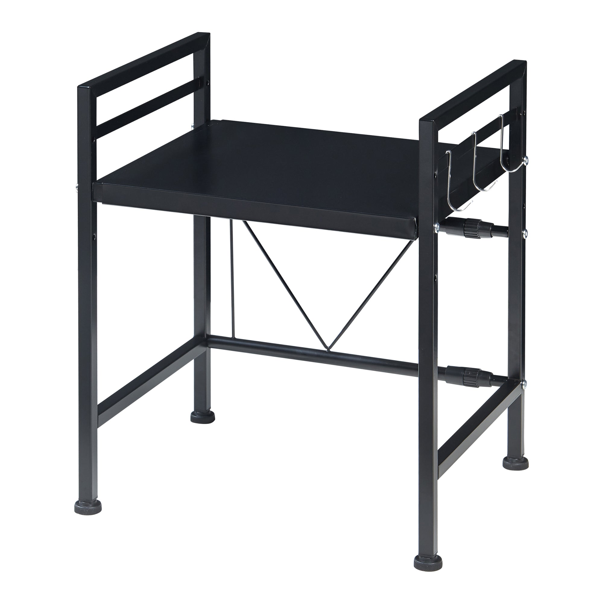 Scaffale per Microonde Sorsele Alto 48 cm Regolabile in Larghezza 40-63 cm Metallo Nero [en.casa]