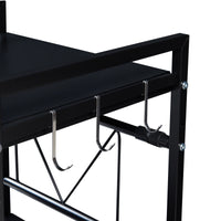 Scaffale per Microonde Sorsele Alto 79 cm Regolabile in Larghezza 40-63 cm Metallo Nero [en.casa]