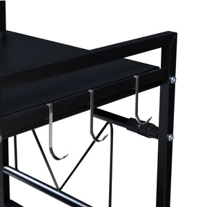 Scaffale per Microonde Sorsele Alto 79 cm Regolabile in Larghezza 40-63 cm Metallo Nero [en.casa]