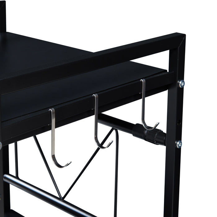 Scaffale per Microonde Sorsele Alto 79 cm Regolabile in Larghezza 40-63 cm Metallo Nero [en.casa]