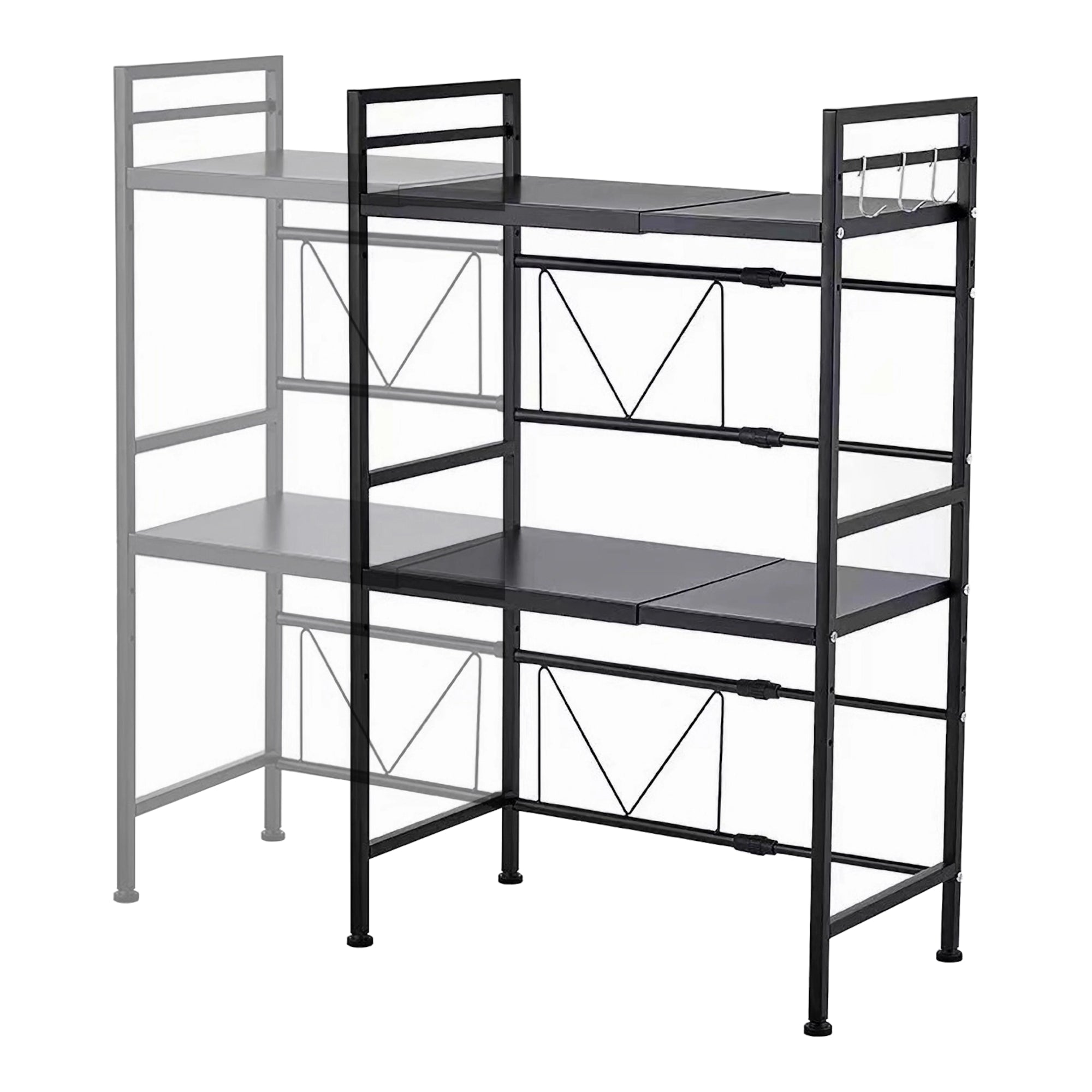 Scaffale per Microonde Sorsele Alto 79 cm Regolabile in Larghezza 40-63 cm Metallo Nero [en.casa]