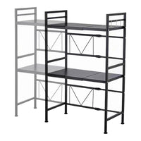 Scaffale per Microonde Sorsele Alto 79 cm Regolabile in Larghezza 40-63 cm Metallo Nero [en.casa]