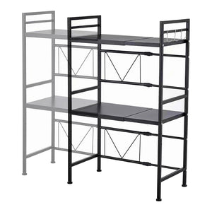 Scaffale per Microonde Sorsele Alto 79 cm Regolabile in Larghezza 40-63 cm Metallo Nero [en.casa]