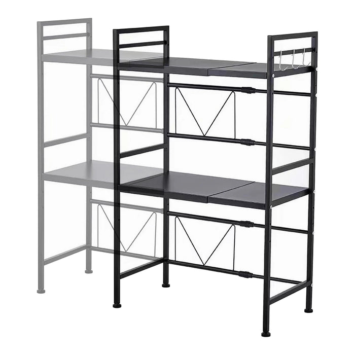 Scaffale per Microonde Sorsele Alto 79 cm Regolabile in Larghezza 40-63 cm Metallo Nero [en.casa]