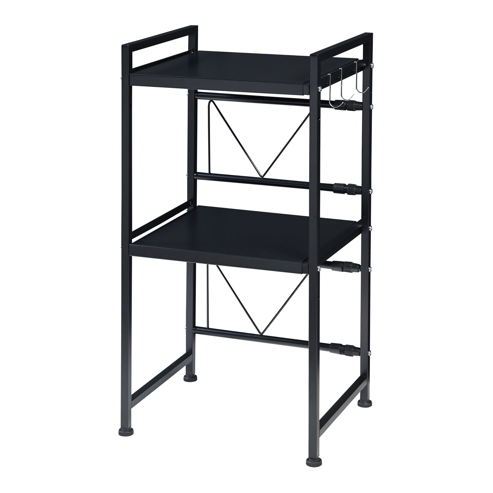 Scaffale per Microonde Sorsele Alto 79 cm Regolabile in Larghezza 40-63 cm Metallo Nero [en.casa]