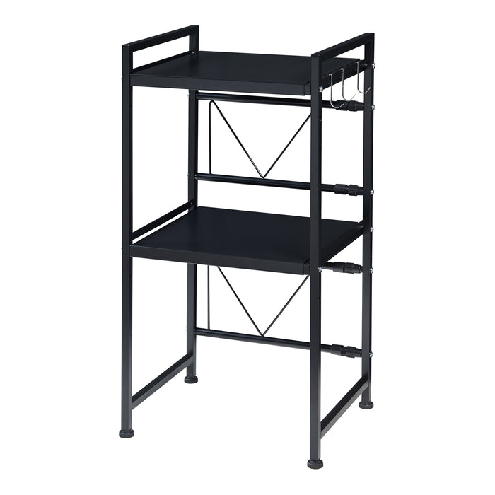 Scaffale per Microonde Sorsele Alto 79 cm Regolabile in Larghezza 40-63 cm Metallo Nero [en.casa]