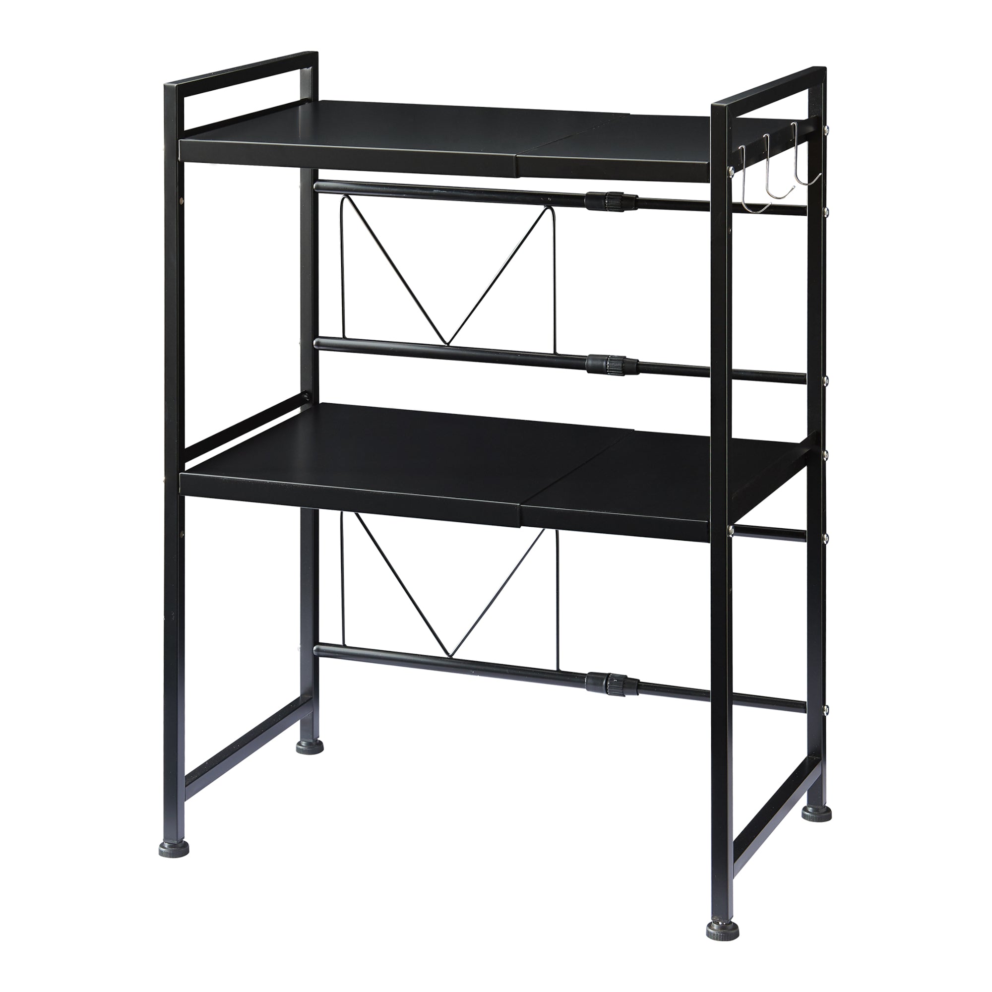 Scaffale per Microonde Sorsele Alto 79 cm Regolabile in Larghezza 40-63 cm Metallo Nero [en.casa]