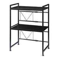 Scaffale per Microonde Sorsele Alto 79 cm Regolabile in Larghezza 40-63 cm Metallo Nero [en.casa]