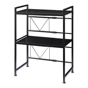 Scaffale per Microonde Sorsele Alto 79 cm Regolabile in Larghezza 40-63 cm Metallo Nero [en.casa]