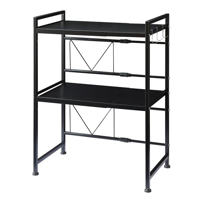 Scaffale per Microonde Sorsele Alto 79 cm Regolabile in Larghezza 40-63 cm Metallo Nero [en.casa]