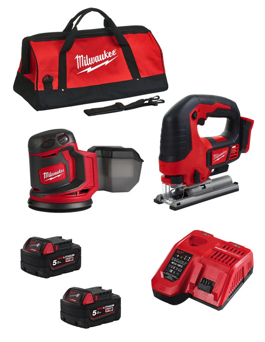 Milwaukee  kit mwk203bag (m18bjs + m18bos125 + 2 x 5,0 ah + m12-18fc + borsa) 8435587930259