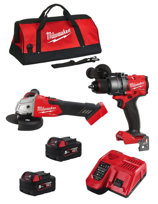 Milwaukee  kit mwk204bag (m18fpd3 + m18fsag125xb + 2 x 5,0 ah + m12-18fc + borsa) 8435587930242