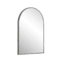 Specchio da parete ad arco con cornice in ferro, specchio da trucco per bagno, 61x2,5x91 cm, Argento