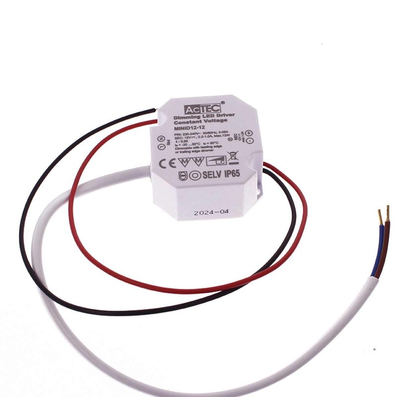 Mini Alimentatore Dimmerabile Triac Dimming Taglio di Fase IP65 Tensione Costante 12V 12W 1A 50X48X24 mm