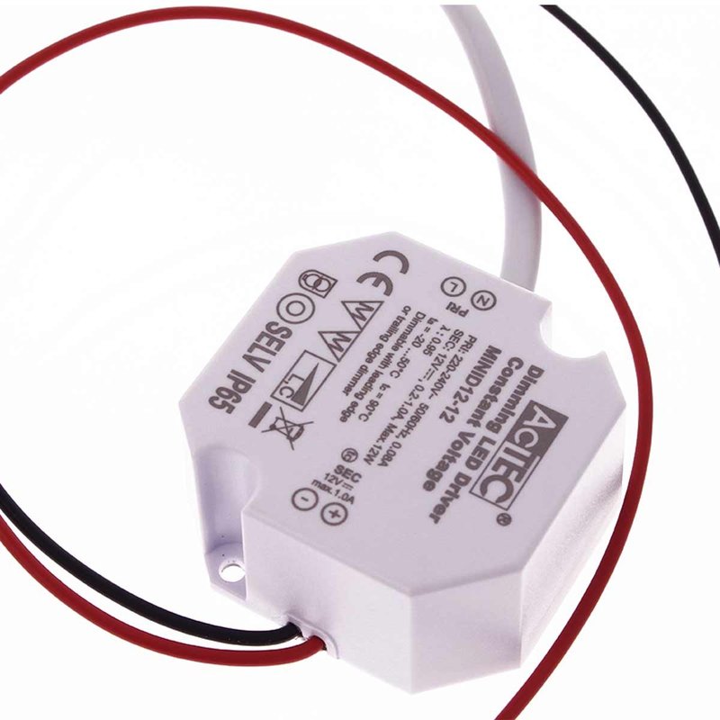 Mini Alimentatore Dimmerabile Triac Dimming Taglio di Fase IP65 Tensione Costante 12V 12W 1A 50X48X24 mm