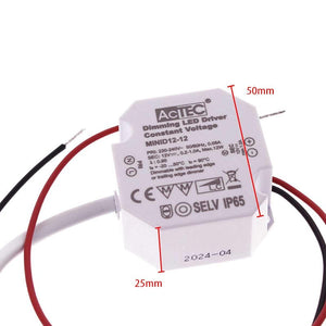 Mini Alimentatore Dimmerabile Triac Dimming Taglio di Fase IP65 Tensione Costante 12V 12W 1A 50X48X24 mm