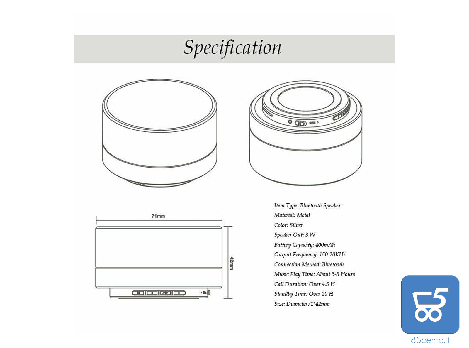 Mini Altoparlante per PC Smartphone Bluetooth Portatile LED Wireless Color ORO - EX DEMO